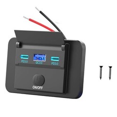 78W 12V USB Outlet Surface Mount Lightweight Dual USB C 30W and QC pack of one