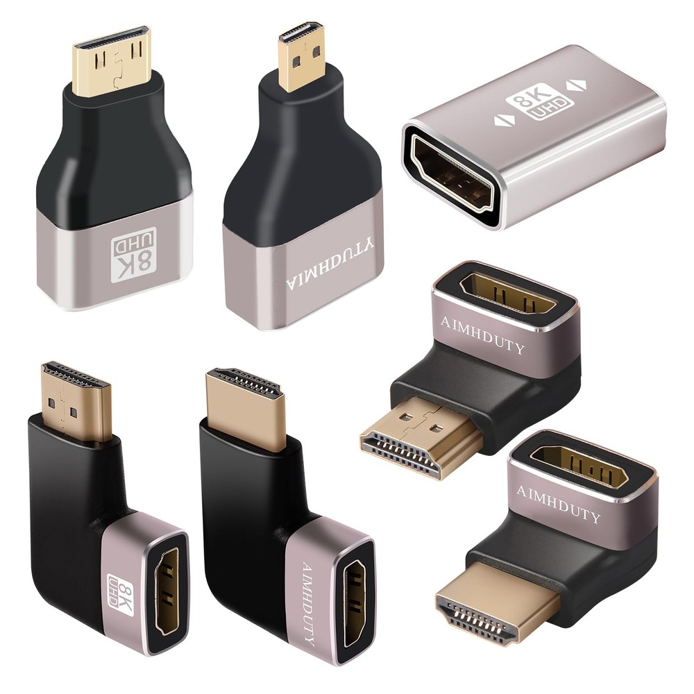 HDMI Adapter Kits, 7-Pack Mini/Micro/Right Angle Male to Female…