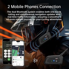 Novamente V6 Pro+ Motorcycle Helmet Bluetooth Intercom Headset, Up to 6 Rider…