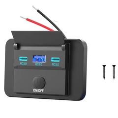 78W 12V USB Outlet Surface Mount Lightweight Dual USB C 30W and QC pack of one