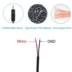 1 PCS 0.25M/0.8FT 2.5mm Male To Bare Wire 2 Pole Mono Extension Cable