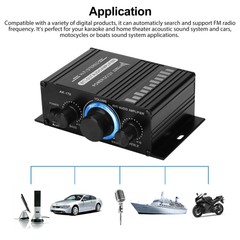HiFi Amplifier Mini 400W Aluminum Audio Stereo Power Amplifier Preamp DC 12V Car
