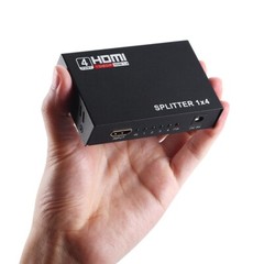 1×4 HDMI Splitter, 1 in 4 Out HDMI Splitter Audio Video Distributor Box 3D & 4K