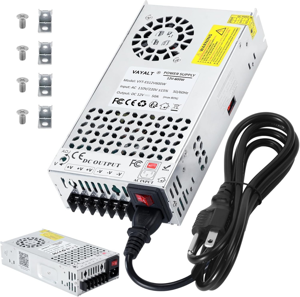 DC 12V 50A 600W Switching Power Supply, 110V/220V AC to DC Converter, Universal