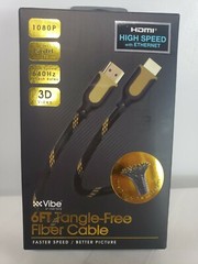 HDMI FIBER CABLE/CORD 6FT TANGLE FREE HIGH SPEED W/ETHERNET 1080P 3D VIDEO 24KT