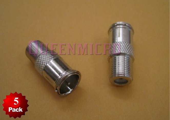 5 Pack F-type Quick Push-On Adapter Male to Female Coax Coaxial Cable Connector
