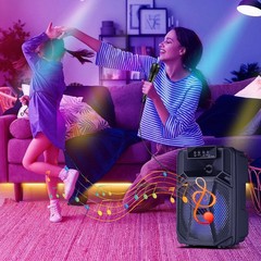 8″BT Bluetooth Wireless Speaker Colorful LED Portable Sound System Party Holiday