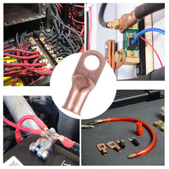 40 pcs 1/0 AWG Gauge Copper Lugs w/ BLACK & RED Heat Shrink Ring Terminals Set