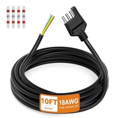 4 Way Trailer Wiring Harness 10FT Jacketed Cable, 18AWG 4 Pin Flat 18AWG 10FT