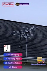 Super Strong Yagi Outdoor TV Antenna 200 Mile Reception Attic Roof