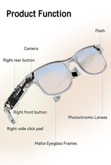 AI Smart Glasses Real-Time Translation 8MP Camera Image Recognition 4k HD Video
