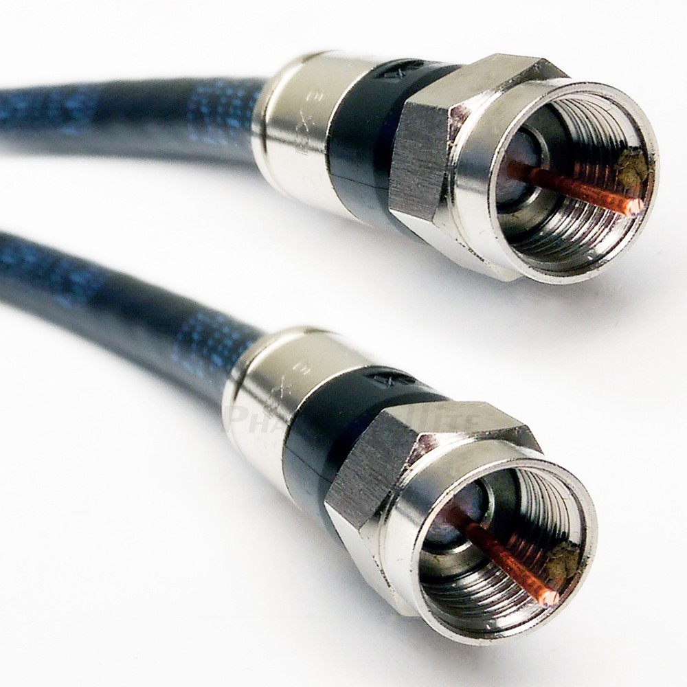 Outdoor 3GHz 18AWG 75 Ohm RG6 Coax Cable PPC Connectors Black White 1ft – 200ft