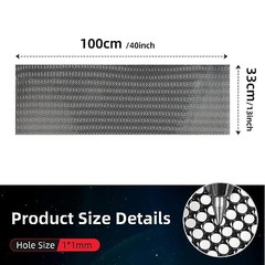 Universal 40″x13″ Car Grill Mesh – 1mm Round Hole – Black – PVC Coated 304SS