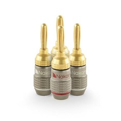 FanLock Excel Series 24k Gold Plated Banana Plugs, 10-18 AWG | 4 Pcs (2-Pairs)