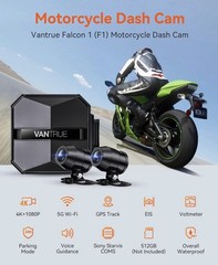 Vantrue Falcon 1 (F1) Motorcycle 4K Dashcam (4K + 1080P) GPS | WiFi(1TB Support)
