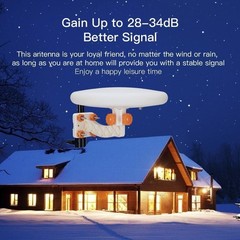 Durable 150 Miles 360° Omni-directional Amplified TV Antenna Digital HDTV Video