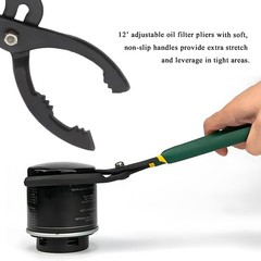 12″ Adjustable Oil Filter Pliers, Locking Jaw Fuel Filter Wrench with Nonslip Gr