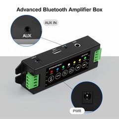 4-Channel Bluetooth Mini Amplifier 120W for Passive Speakers, TWS, AUX, USB, MIC