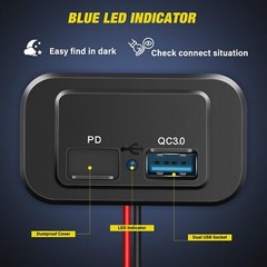 12-24V 4.8A Dual USB PD QC3.0 Car Boat RV Charger Socket LED Power Outlet