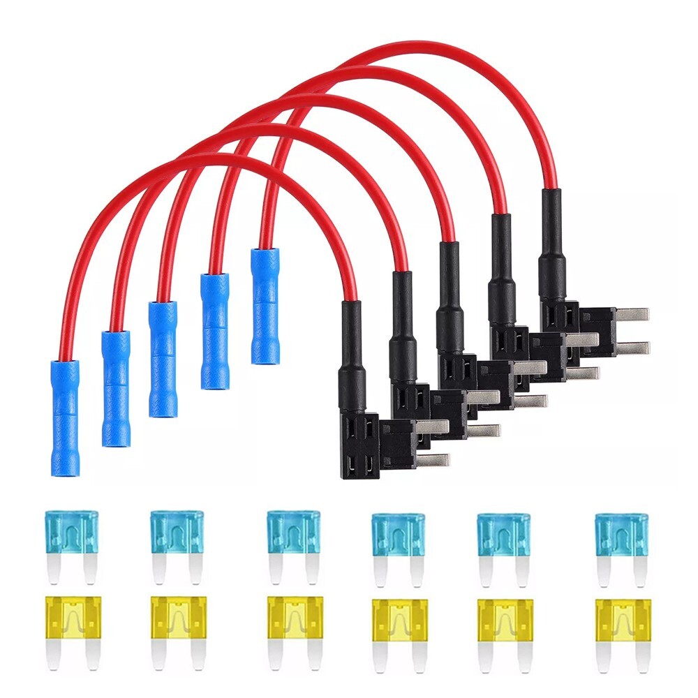 15PCS Fuse TAP Adapter Kit 12V 15 Amp 20Amp Car Add-a-circuit Mini ATM APM Blade