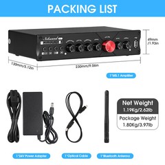 HiFi 5.1CH Bluetooth Digital Amplifier COAX/OPT/USB HomePower Amp for Subwoofer