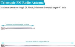Plug-and-Play Telescopic FM Antenna, 75 Ohm, Perfect for Home Theater Systems