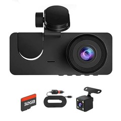 Dash Cam 3 Channel Front Rear Inside Camera with 32GB Memory Card WiFi G-Sensor