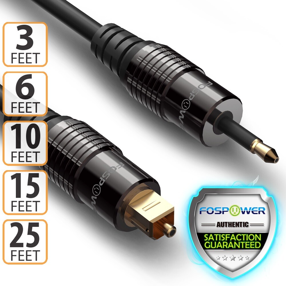 FosPower 3 6 10 FT Toslink to Mini SPDIF Fiber Optic Audio Digital Optical Cable