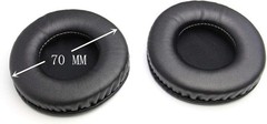 70mm Replacement Ear Pads in Black Leather for Sony, ATH, Sennheiser Headphones