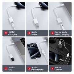 USB C to Lightning Headphone Audio Adapter, C Male White