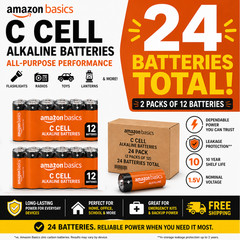 Amazon Basics 24-Pack C Cell Alkaline All-Purpose Batteries 1.5 Volt New, Sealed
