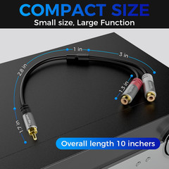 RCA Y-Adapter Splitter Cable 2Pack,1 RCA Male to 2 RCA Female Stereo Audio Video