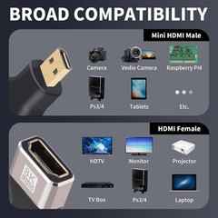AIMHDUTY Micro HDMI to Adapter, 2 Pack Gold Plated, 8K@60Hz, Black