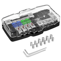 4-Way Fused Power Distribution Block Car Audio 12V 0/4 Gauge with Ground for Aut