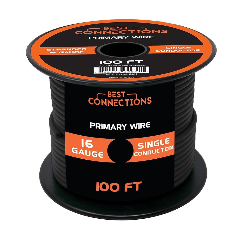 BEST CONNECTIONS 16 Gauge Automotive Primary Wire, 100ft (Various Color Options)