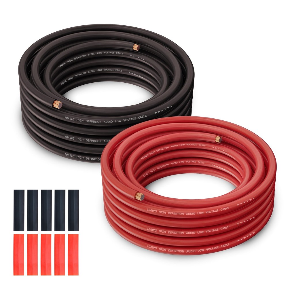 10 Gauge Automotive Wire 25FT Red Black 10AWG CCA Power Ground Cable