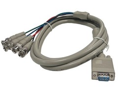 High-Quality 6 FT RGB/H+V to D-Sub 15-Pin VGA Video Adapter Cable with 4 BNC Con