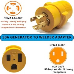 Groovely NEMA Generator Welder Adapter,30 Amps to 50 Amps L14-30P to 6-50R