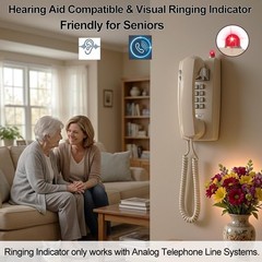 Traditional Wall Phone Metal Bell,Classic 2554 Wall Telephone (Hearing Aid Compa
