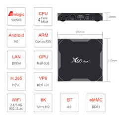 10pcs/lot dhl free X96MAX Plus Android 9.0 TV BOX Amlogic S905X3 4G 32G 64G