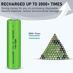 6 Pack 3.7V 2600mAh Flat-Top Rechargeable Batteries for Flashlight