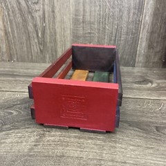 Rainbow painted Napa Valley Box 12 Music Cassette Tape Storage Wood Rack Crate