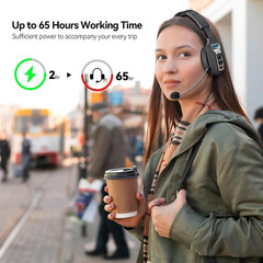 Trucker Bluetooth 5.2 Wireless Headset With Noise Cancelling Mic For Phones PC