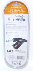 BAFO Premium 24K Gold Plated 3.5mm M/F Stereo Audio Headphone Y-Splitter Adapter