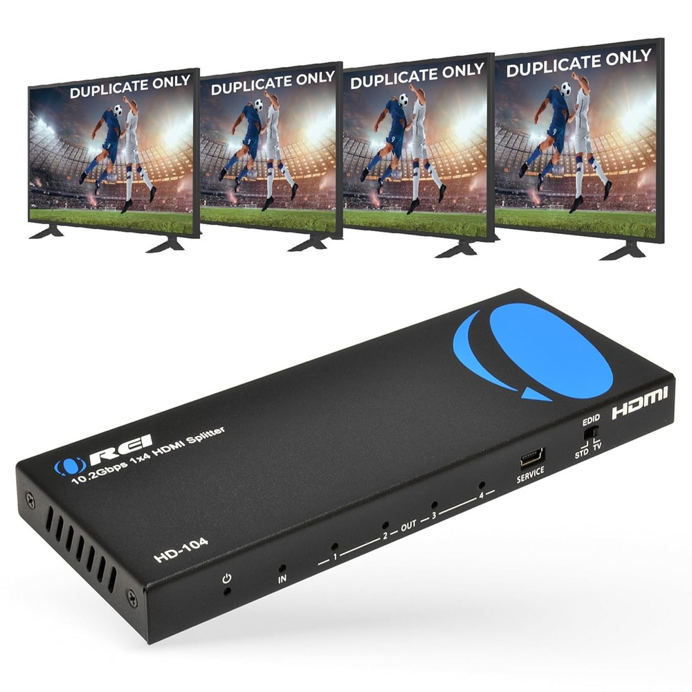 OREI HDMI Splitter 1 in 4 Out – 4K@30Hz HDMI 2.0 Splitter with HDCP 1.4, EDID Ma