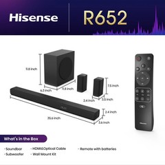 Hisense R652 5.1 Ch Soundbar with Subwoofer & Rear Surround Speakers 440W Dolby