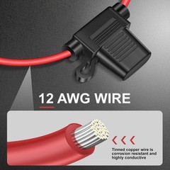 2 Pack 12 AWG Inline Fuse Holder Waterproof ATC ATO Blade Fuse Kit 12V 40A