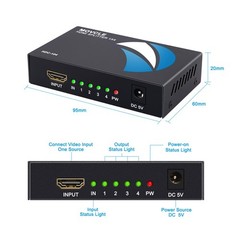 Movcle HDMI Splitter 1 in 4 out Full Ultra HD 1080P 4K/2K 1 4 out, Black