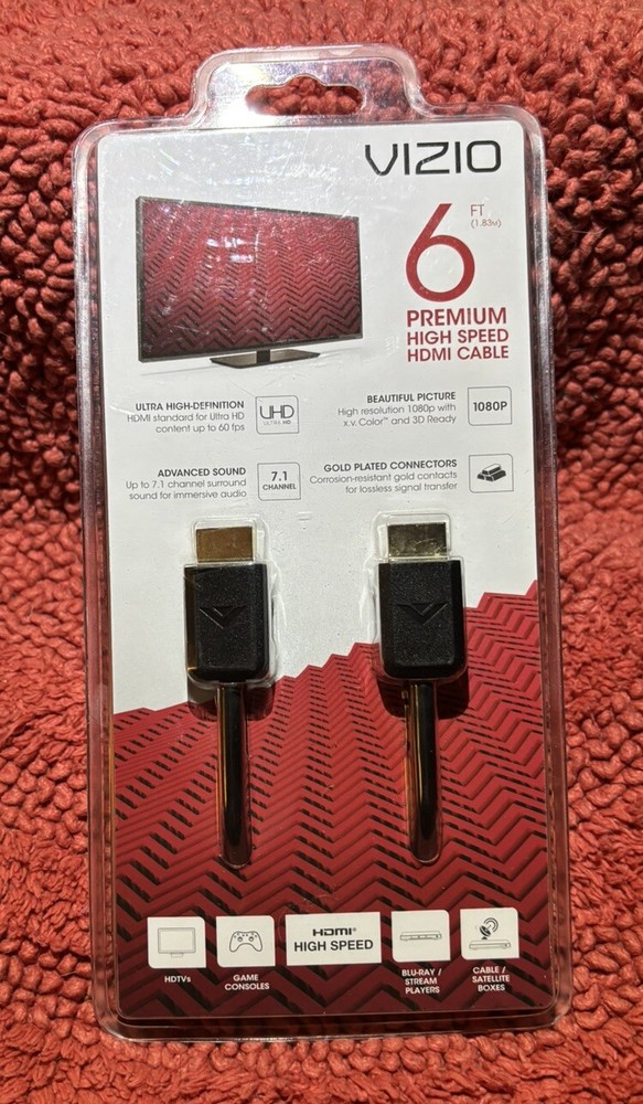 Visio High Speed 6 Ft 24K Gold Plated Connectors HDMI Cable f/ HD 4K – NEW