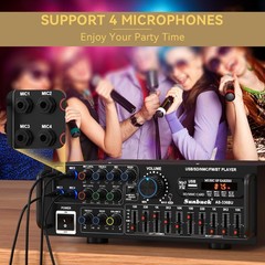 Bluetooth 5.0 HiFi Power Amplifier 2000W Stereo Karaoke FM USB EQ AUX Sunbuck E